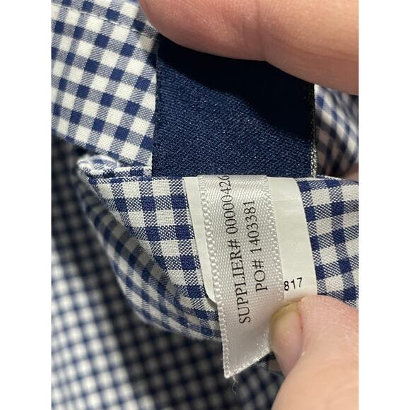 Chaps Classics Button Up Shirt Gingham Womens Sz Small No Iron Cotton Plaid Blue - Picture 8 of 9